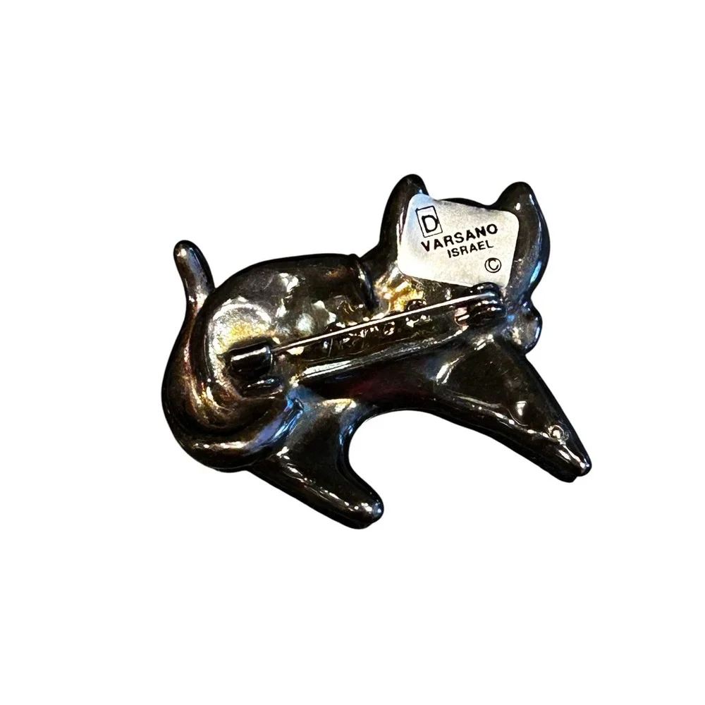 vintage David varsano Isreal sterling silver brooch‎ Cat collar w/lavender stone